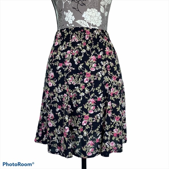 Vintage 90’s Floral Rayon Sleeveless Button Front Vest Top & Skirt Set Granite - Picture 5 of 12